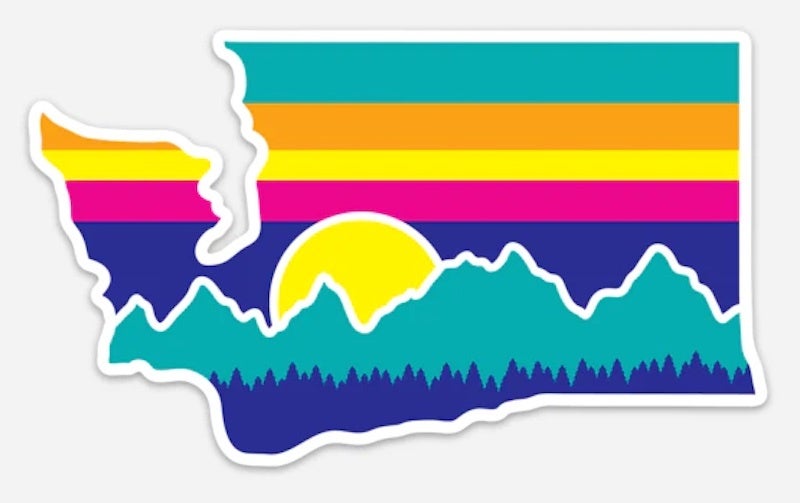 Neon Washington Sticker by Tree City Stickers Ink + Wool